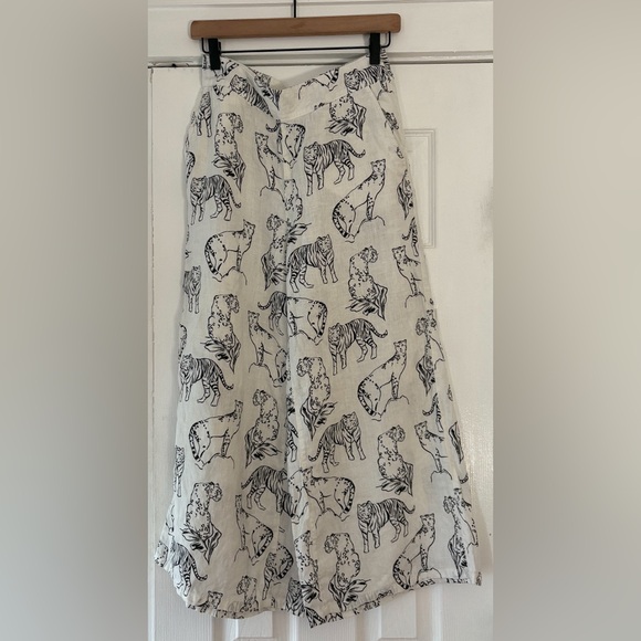 Cynthia Rowley Linen Big Cats Print Pants Size Medium - Picture 2 of 5